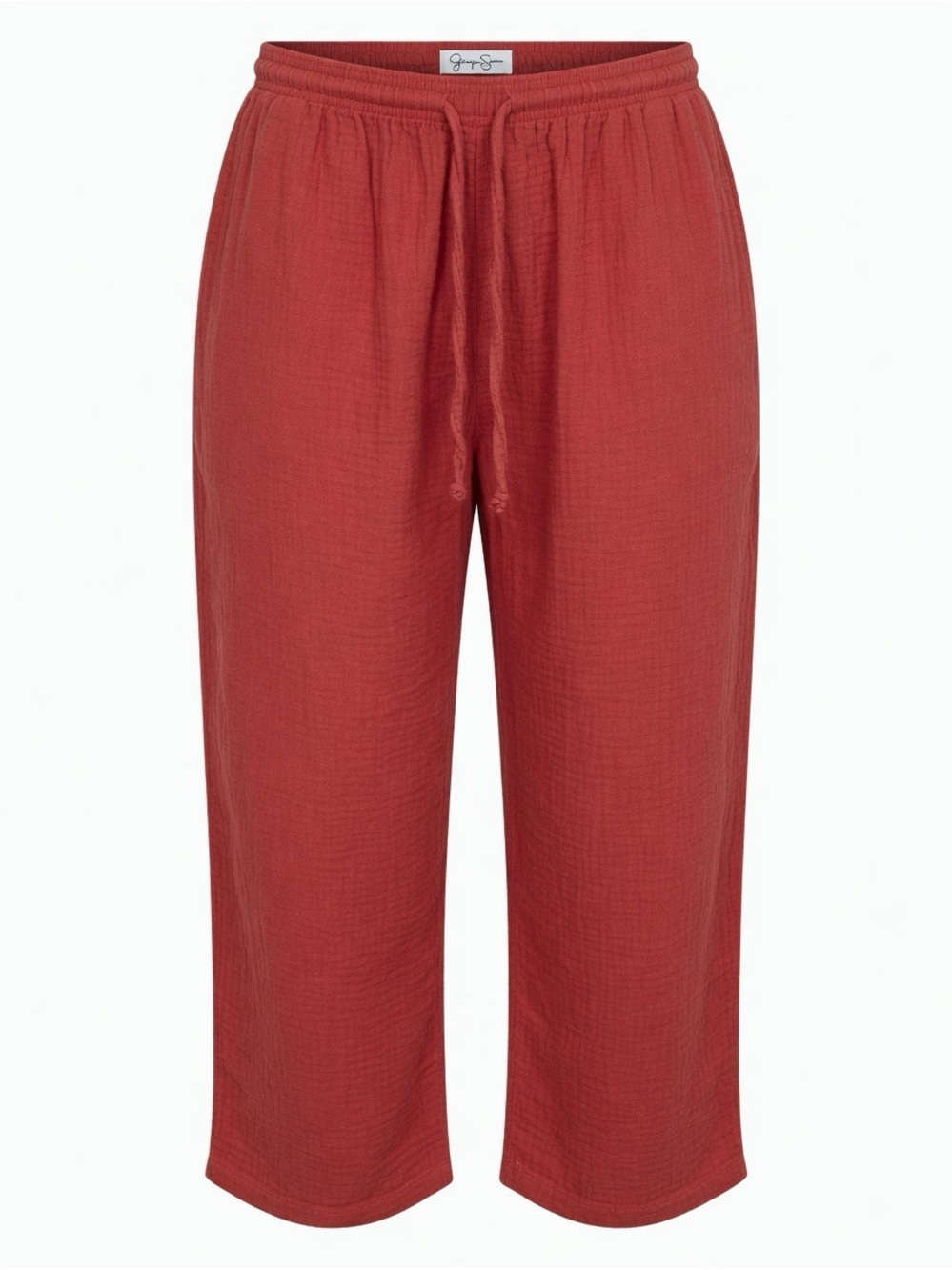Jessica Simpson Terracotta Drawstring Wide-Leg Capri Pants